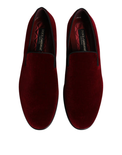 Chaussures formelles Dolce & Gabbana en velours de coton rouge à enfiler