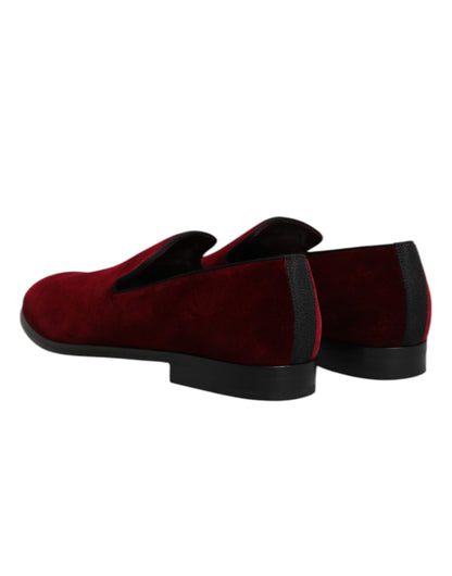 Chaussures formelles Dolce & Gabbana en velours de coton rouge à enfiler
