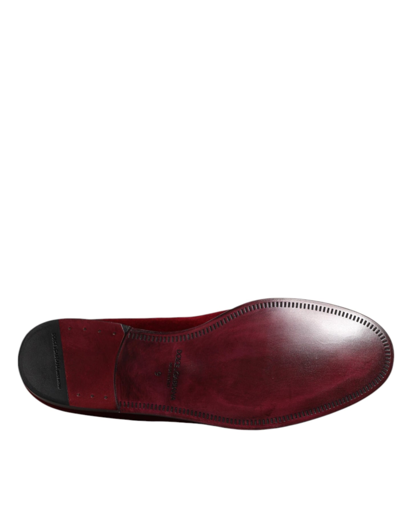 Chaussures formelles Dolce & Gabbana en velours de coton rouge à enfiler