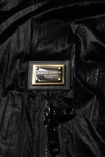 Dolce & Gabbana Black Logo Full Zip Hooded Quilted Jacket