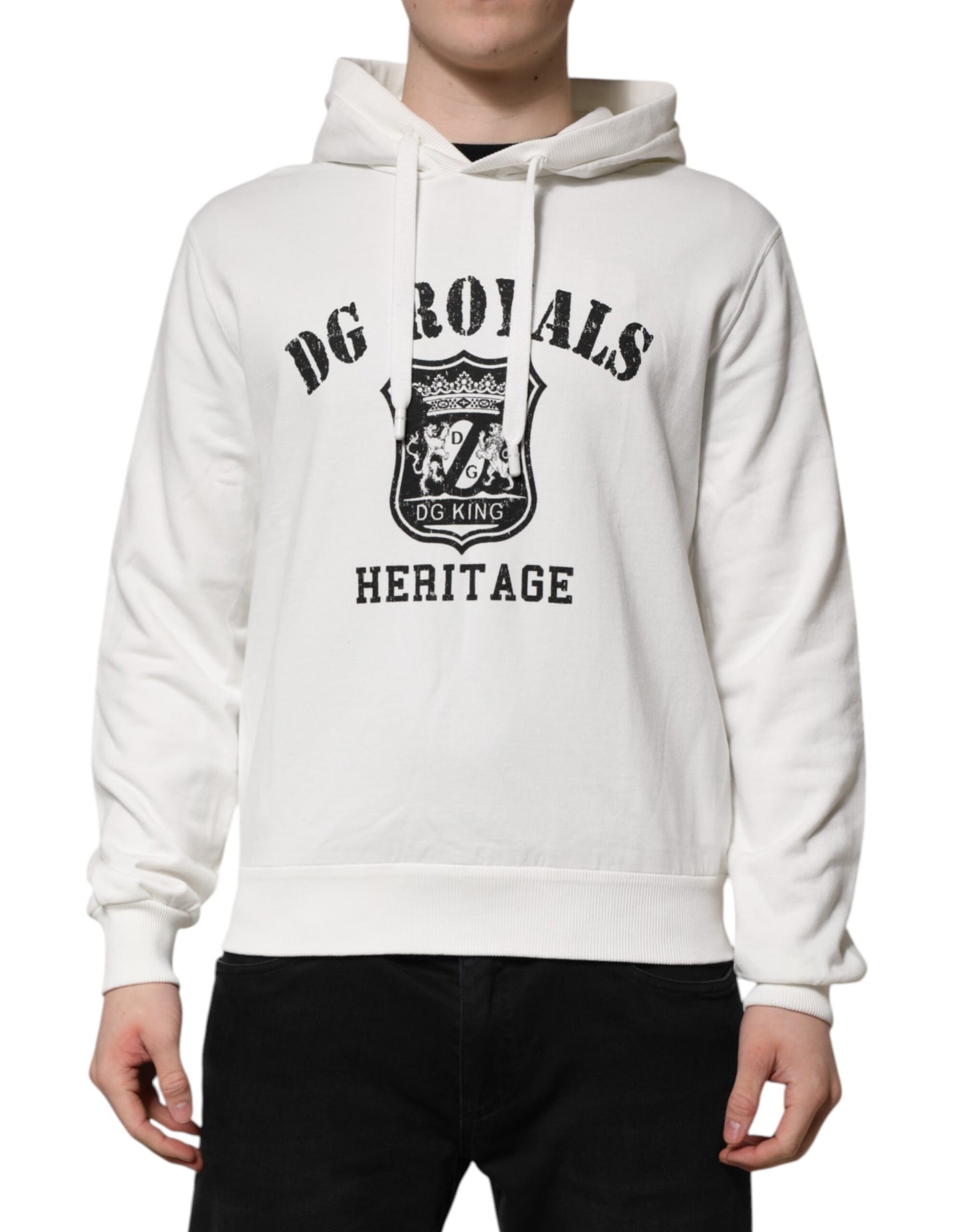 Sweat à capuche Dolce & Gabbana en coton blanc avec imprimé DG ROYAL
