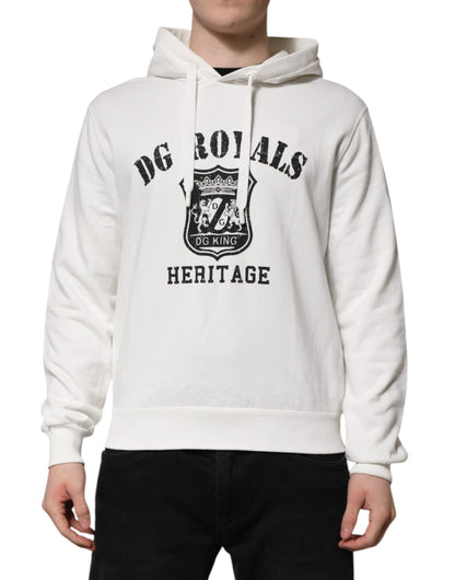 Sweat à capuche Dolce & Gabbana en coton blanc avec imprimé DG ROYAL