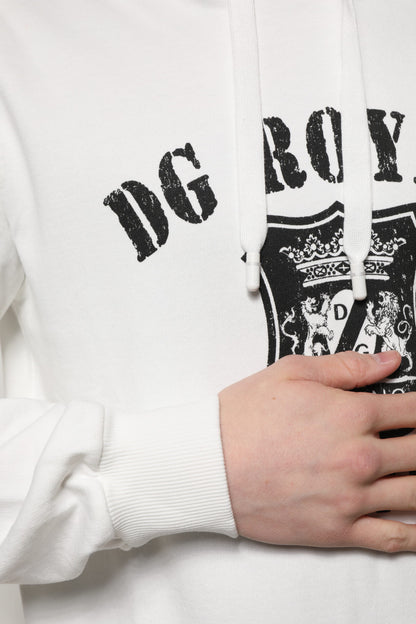 Sweat à capuche Dolce & Gabbana en coton blanc avec imprimé DG ROYAL