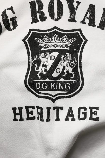 Sweat à capuche Dolce & Gabbana en coton blanc avec imprimé DG ROYAL