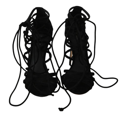 Sandales Stilettos Dolce & Gabbana en Daim Noir à Brides