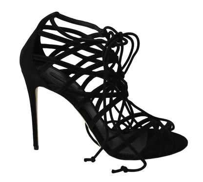 Sandales Stilettos Dolce & Gabbana en Daim Noir à Brides