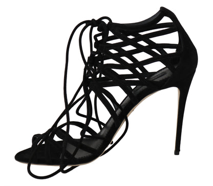Sandales Stilettos Dolce & Gabbana en Daim Noir à Brides