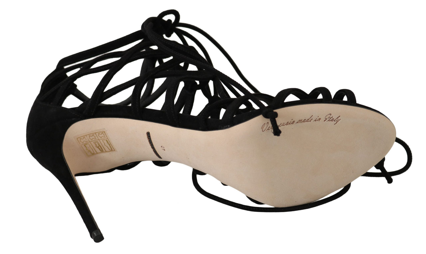 Sandales Stilettos Dolce & Gabbana en Daim Noir à Brides