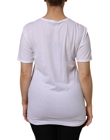 T-shirt Dolce & Gabbana en coton blanc à manches courtes et col en V