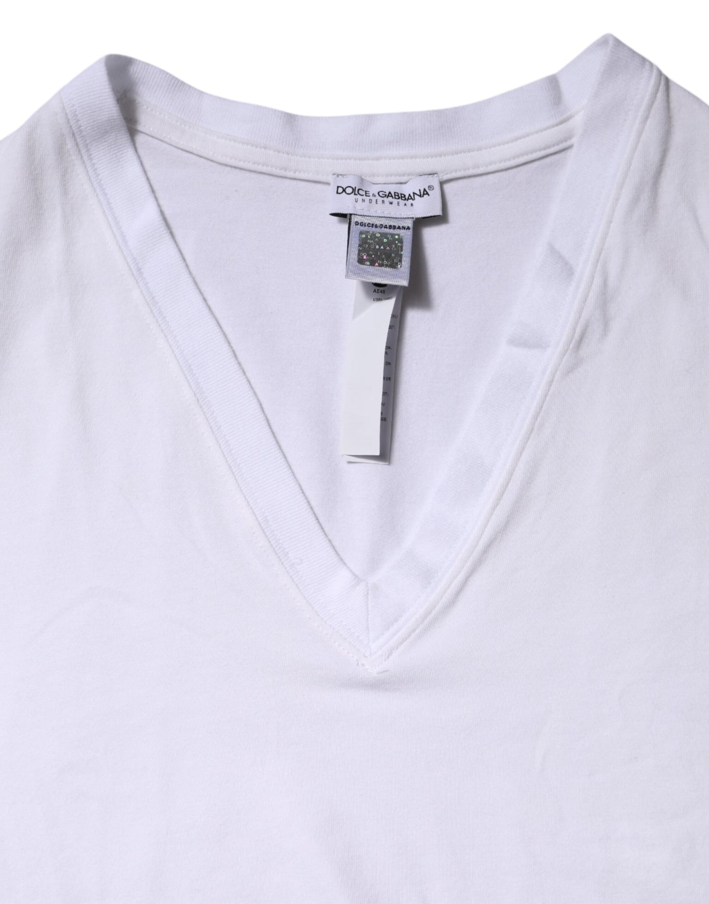 T-shirt Dolce & Gabbana en coton blanc à manches courtes et col en V
