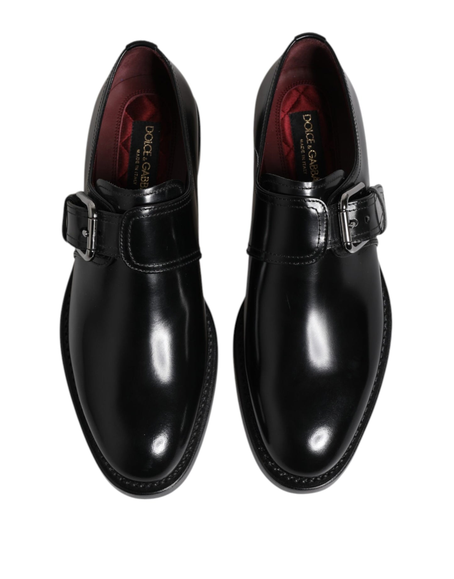 Chaussures habillées Dolce & Gabbana en cuir noir avec bride moine et bout droit