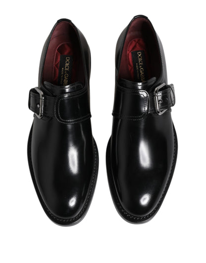 Chaussures habillées Dolce & Gabbana en cuir noir avec bride moine et bout droit