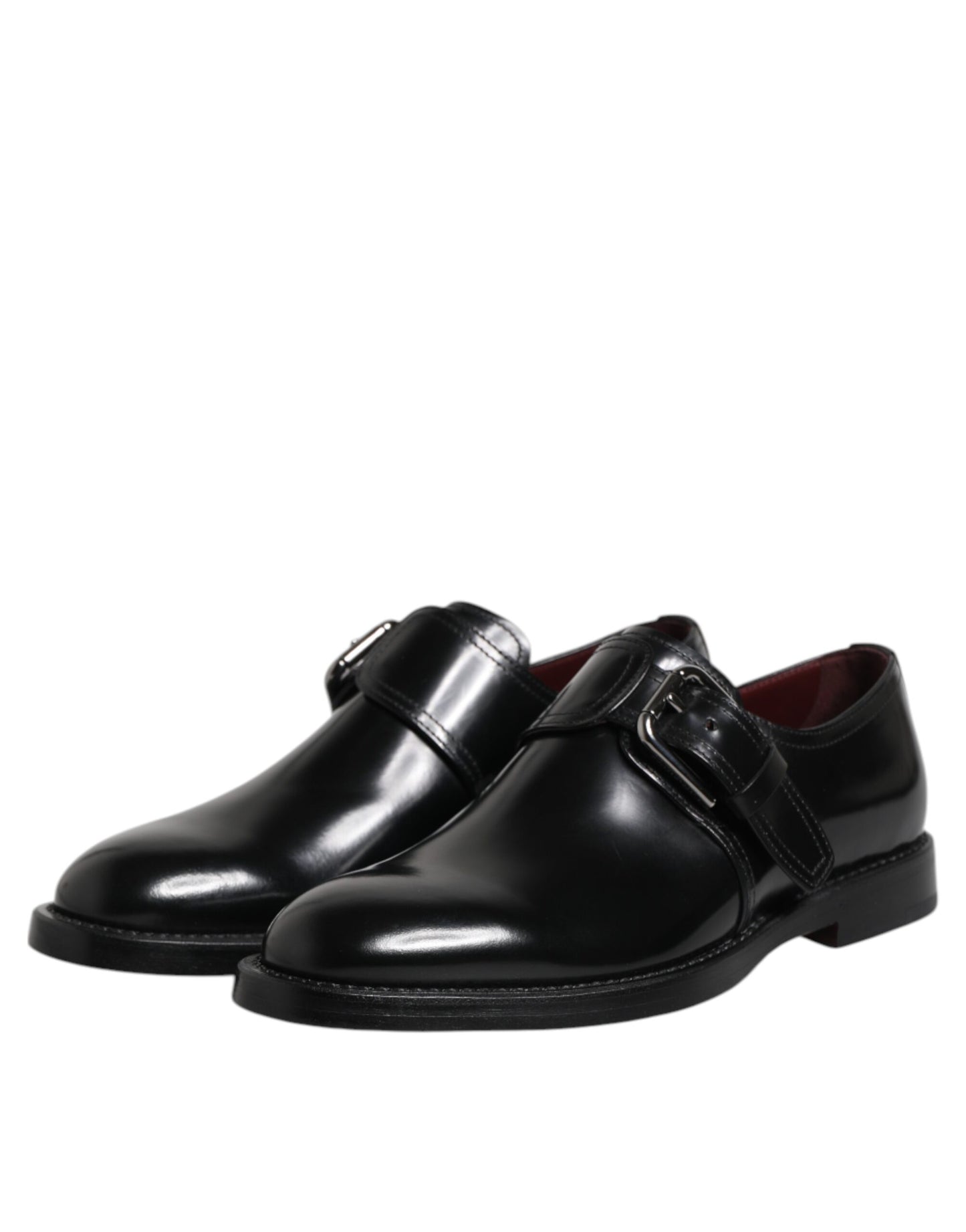 Chaussures habillées Dolce & Gabbana en cuir noir avec bride moine et bout droit