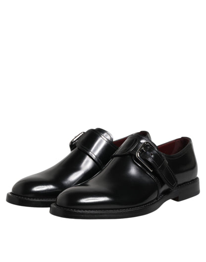 Chaussures habillées Dolce & Gabbana en cuir noir avec bride moine et bout droit