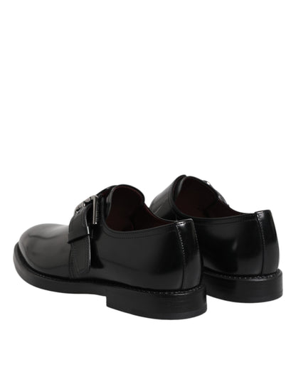 Chaussures habillées Dolce & Gabbana en cuir noir avec bride moine et bout droit