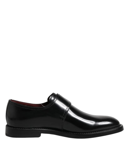 Chaussures habillées Dolce & Gabbana en cuir noir avec bride moine et bout droit