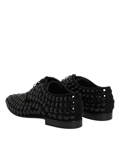 Zapatos de vestir Dolce & Gabbana Derby de ante negro con diamantes de imitación