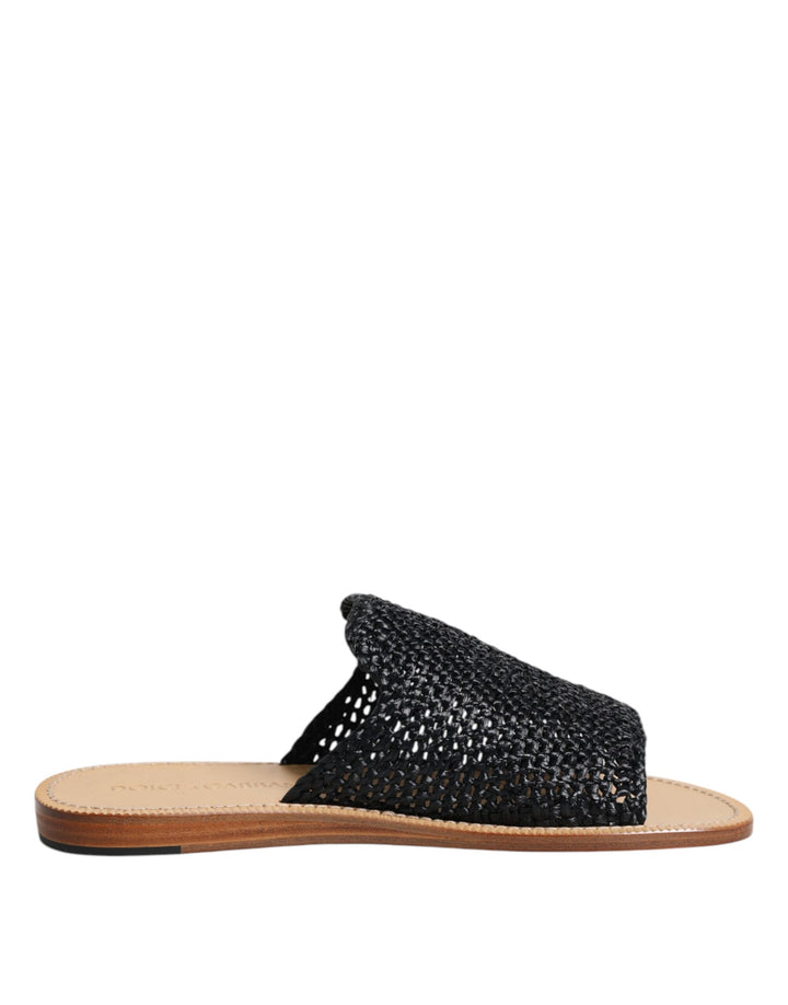Chaussures plates en raphia tressé noir monochrome Dolce & Gabbana