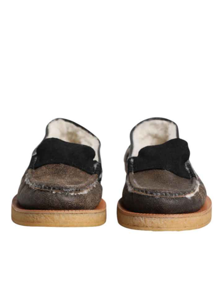 Chaussures Mocassins Dolce & Gabbana en Cuir de Veau Marron et Blanc