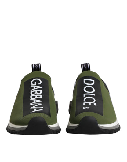 Dolce & Gabbana Green Black Slip On Sorrento Sneakers Shoes