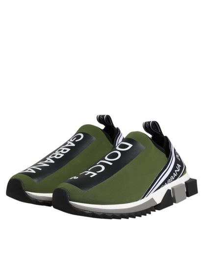 Dolce & Gabbana Green Black Slip On Sorrento Sneakers Shoes