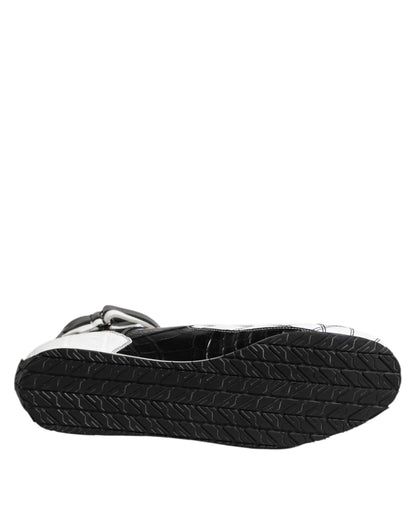 Dolce & Gabbana Black White Leather High Top Sneakers Shoes