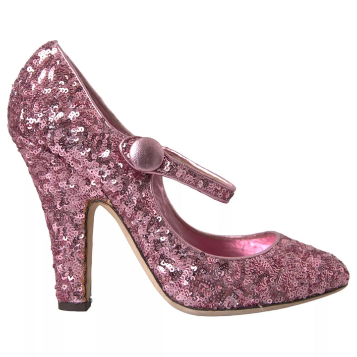 Dolce & Gabbana Escarpins Mary Jane Roses à Paillettes Talons Hauts