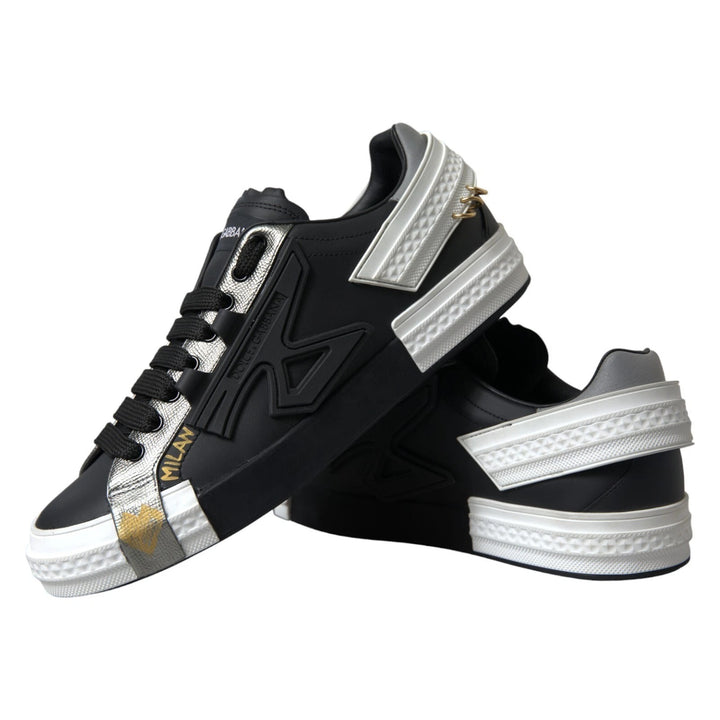 Zapatillas Dolce & Gabbana de piel negra de caña baja modelo Portofino