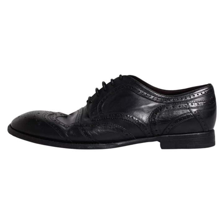 Zapatos formales Derby Wingtip de cuero azul oscuro Dolce & Gabbana