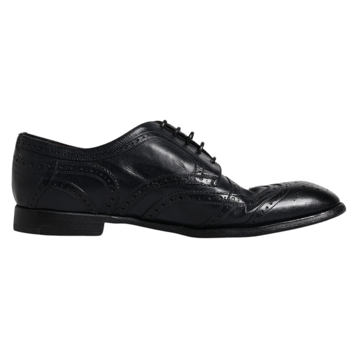Zapatos formales Derby Wingtip de cuero azul oscuro Dolce & Gabbana