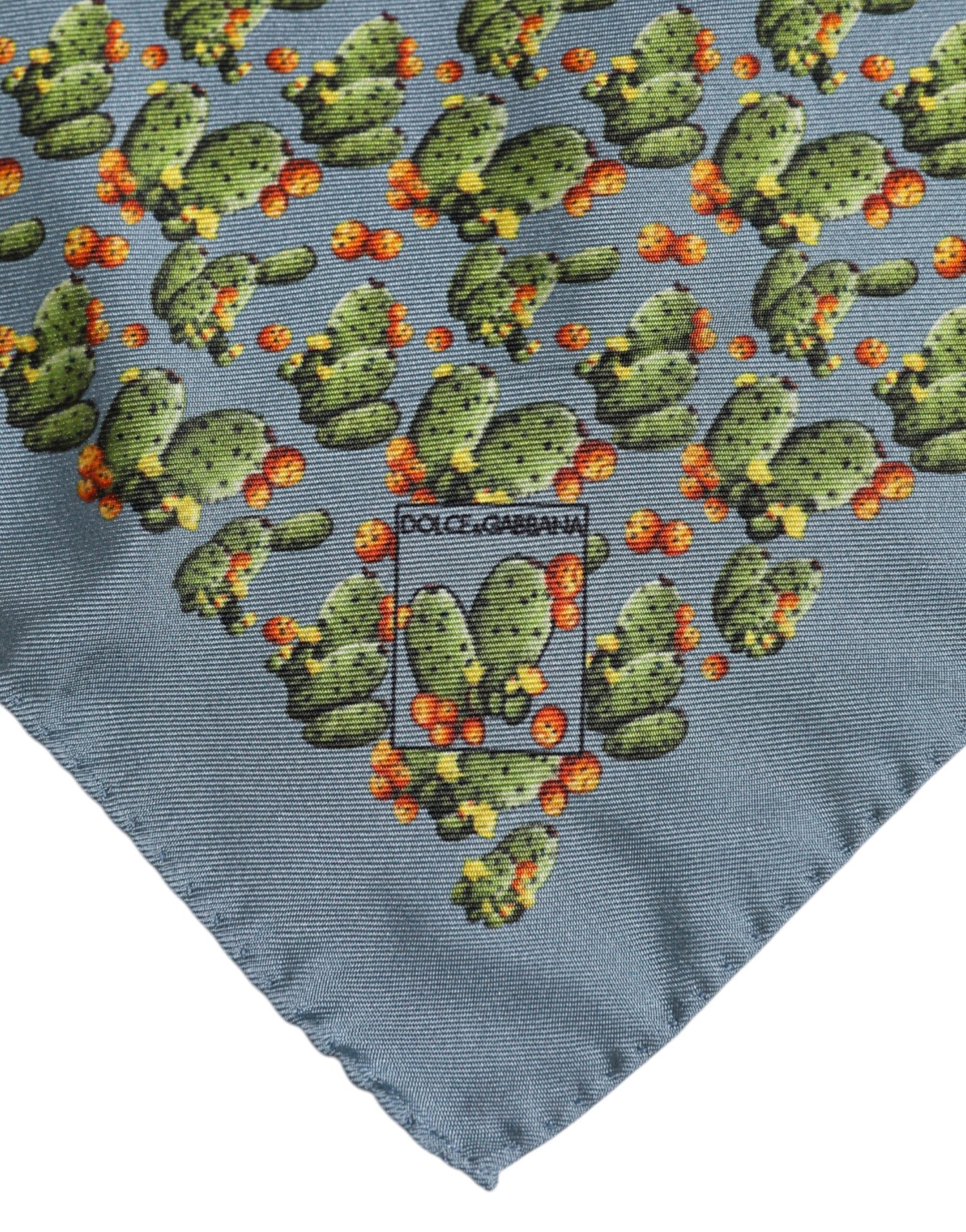 Foulard carré Dolce & Gabbana gris-vert imprimé cactus