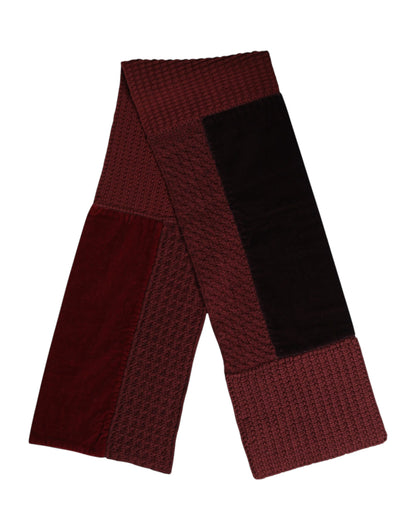 Dolce & Gabbana Maroon Black Neck Warmer Wrap Shawl Scarf