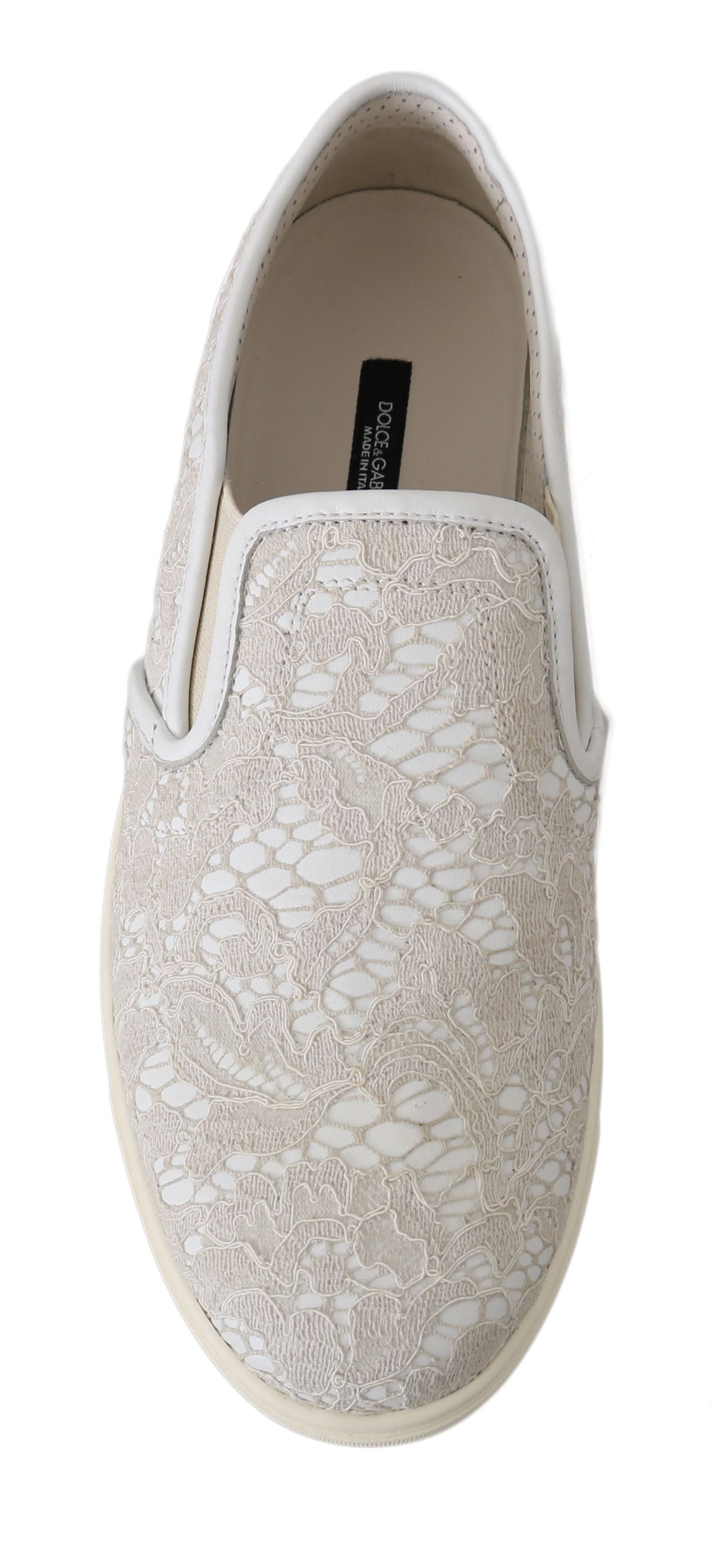 Chaussures Dolce & Gabbana Mocassins blancs en cuir et dentelle à enfiler