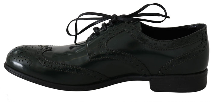 Zapatos Oxford Brogue con puntera de ala de cuero verde Dolce & Gabbana
