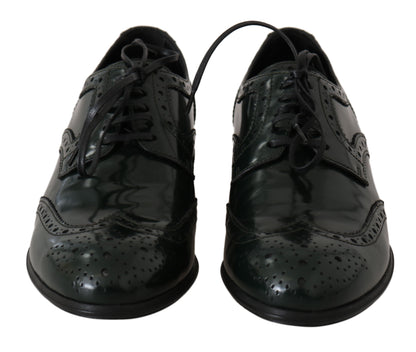 Chaussures Richelieu à lacets en cuir vert Dolce & Gabbana