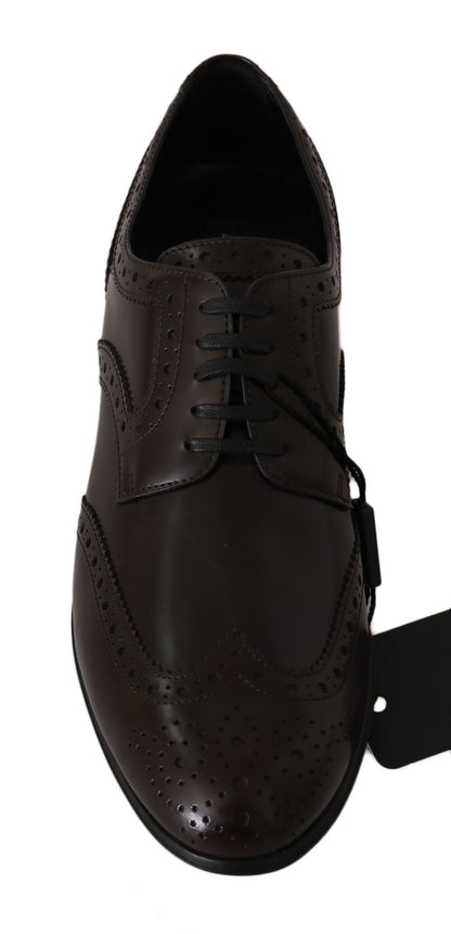 Chaussures richelieus Oxford marron en cuir Dolce & Gabbana