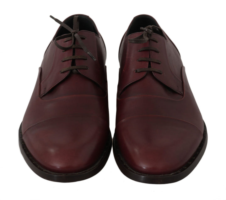 Zapatos formales Derby de cuero burdeos rojo Dolce & Gabbana