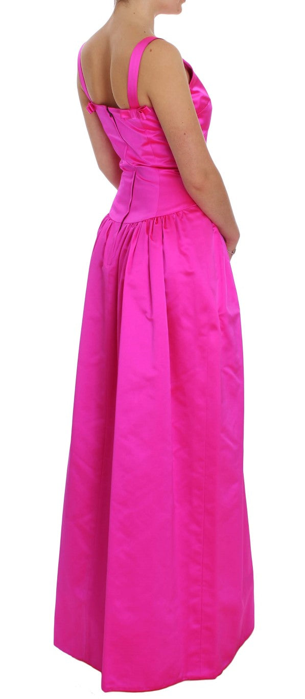 Robe de soirée longue fourreau en soie rose Dolce & Gabbana