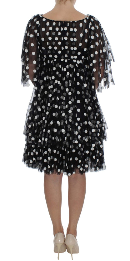 Robe à volants Dolce & Gabbana noire à pois blancs
