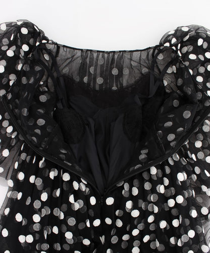 Robe à volants Dolce & Gabbana noire à pois blancs