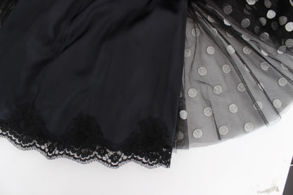 Robe à volants Dolce & Gabbana noire à pois blancs