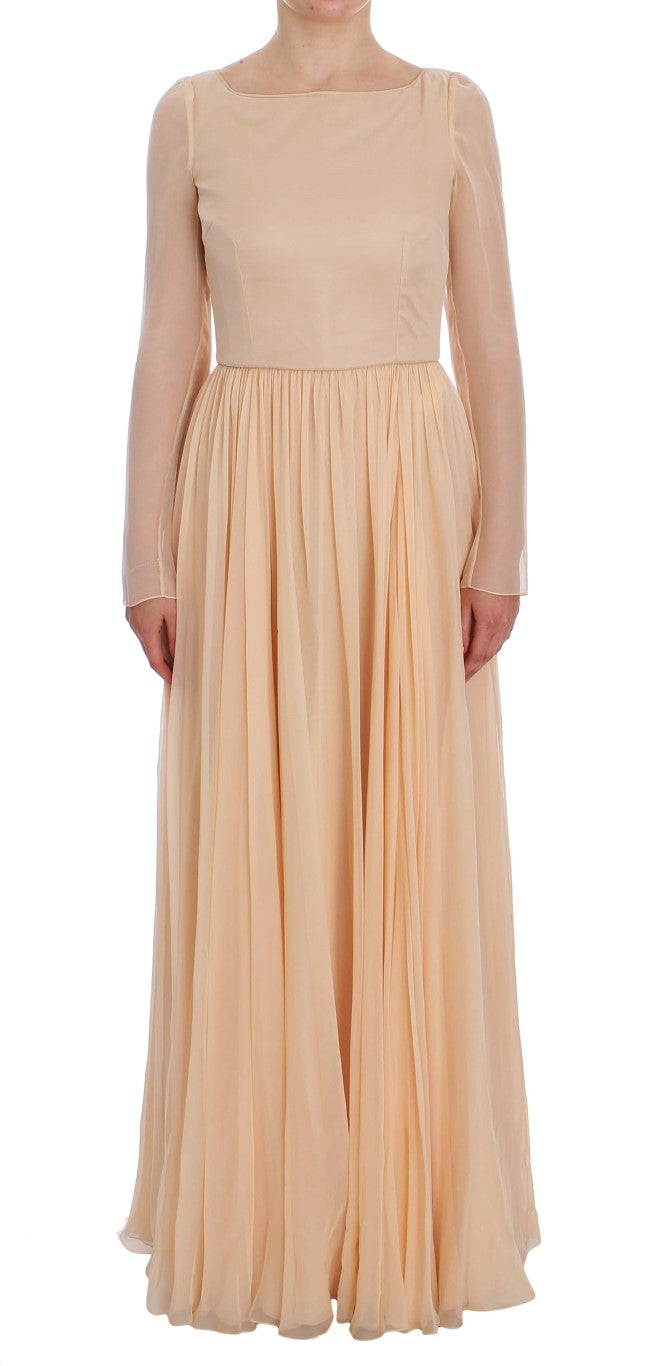 Robe de bal longue en soie beige Dolce & Gabbana
