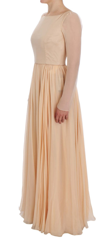 Robe de bal longue en soie beige Dolce & Gabbana