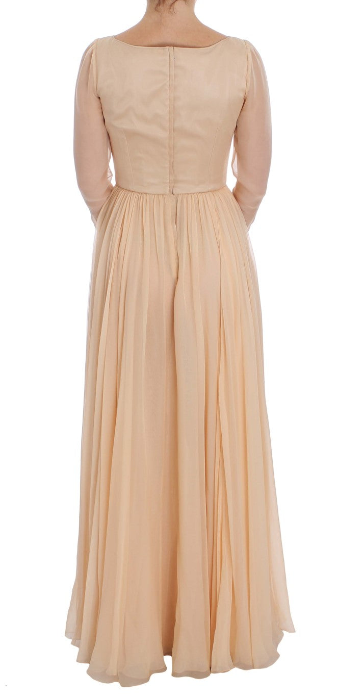Robe de bal longue en soie beige Dolce & Gabbana