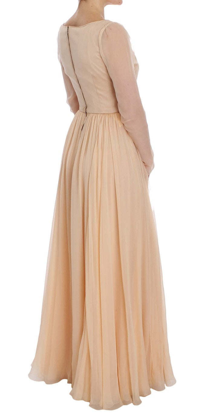 Robe de bal longue en soie beige Dolce & Gabbana