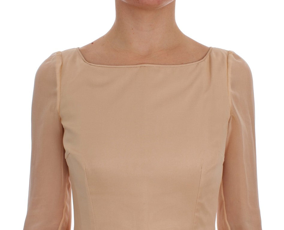 Robe de bal longue en soie beige Dolce & Gabbana