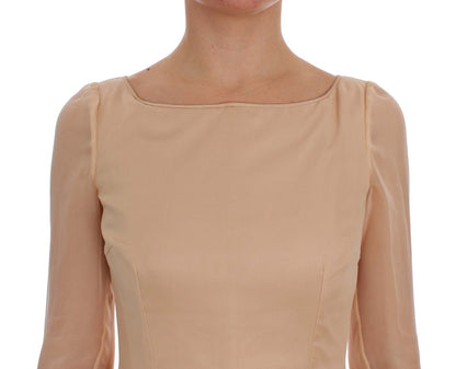 Robe de bal longue en soie beige Dolce & Gabbana