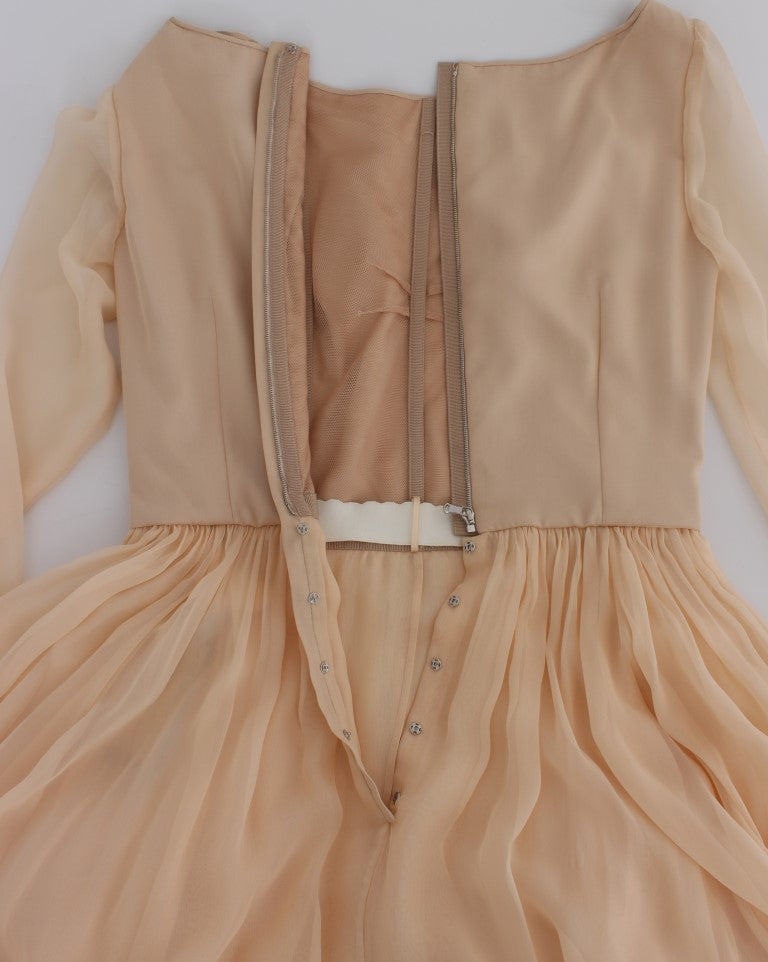 Robe de bal longue en soie beige Dolce & Gabbana