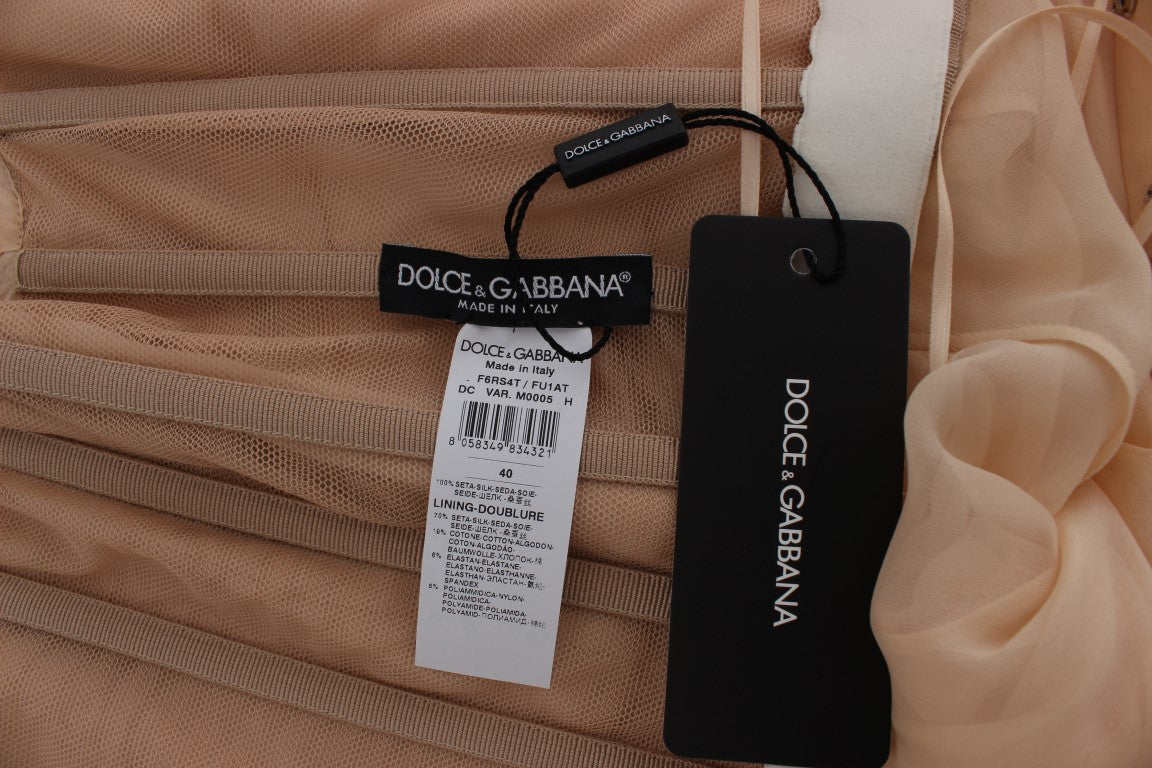 Robe de bal longue en soie beige Dolce & Gabbana