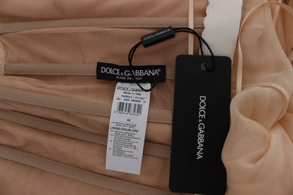 Robe de bal longue en soie beige Dolce & Gabbana